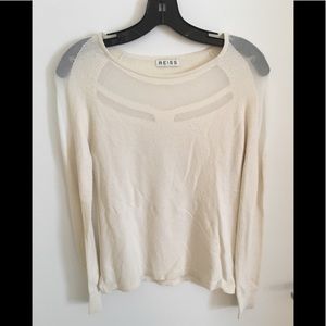 Reiss Cream Sheer Paneled Top